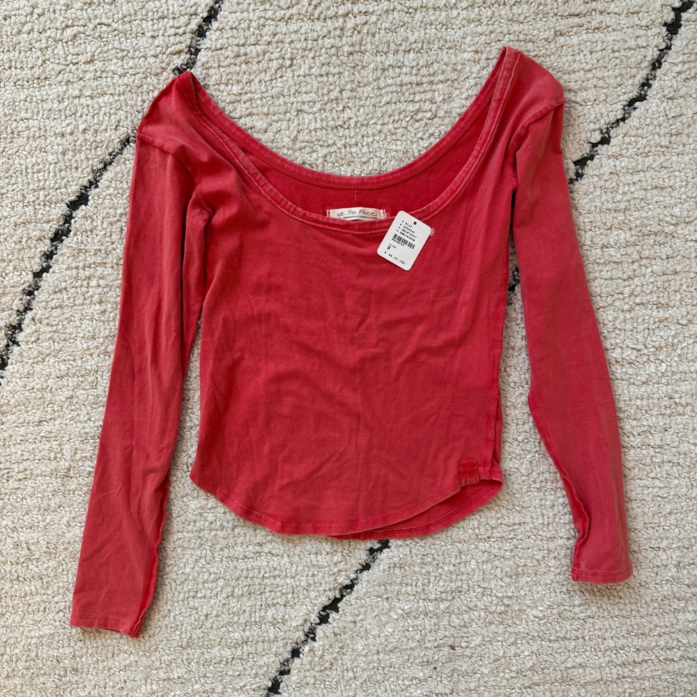 Free People - We The Free Can't Let Go Tee - red, size small. New with tags!